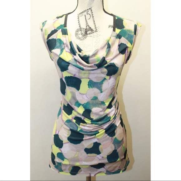 Simply Vera By Vera Wang Sleeveless Blouse Women Brown Yellow Abstract Small - Picture 1 of 7